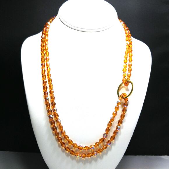 Joan Rivers Czech Glass Beaded Necklace, Gold Plated Enhancer, 45 Inch, 1990s - Picture 2 of 9